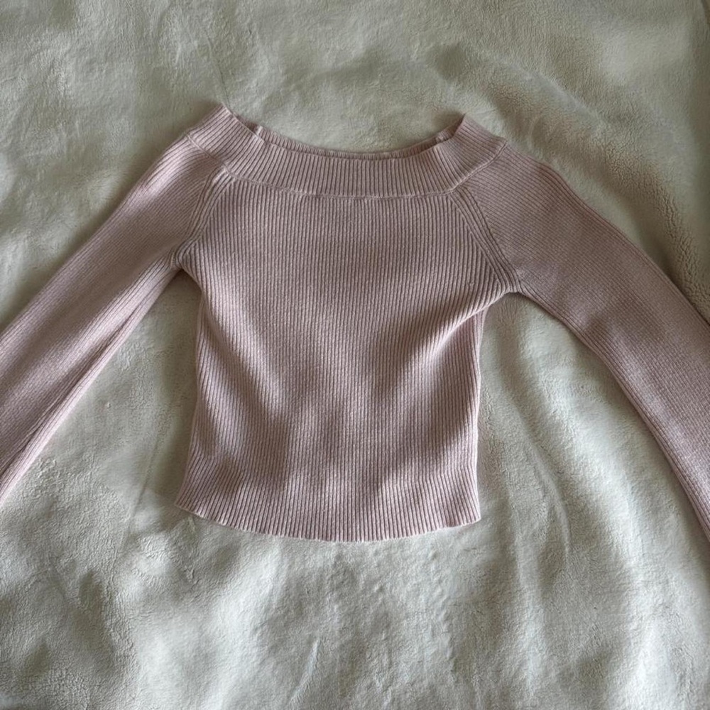 PacSun Blush Pink Off-Shoulder Ribbed Sweater